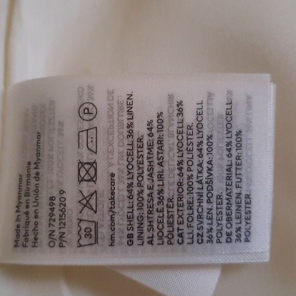 H&M Linen blend jacket , XS, Ivory. Never Worn. - Picture 5 of 5